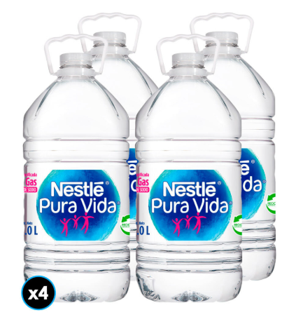 AGUA PURA VIDA NESTLE 6LTS S-GAS DISPLAYx4