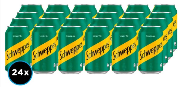 SCHWEPPES GINGER ALE LATA 350CC CAJAx24