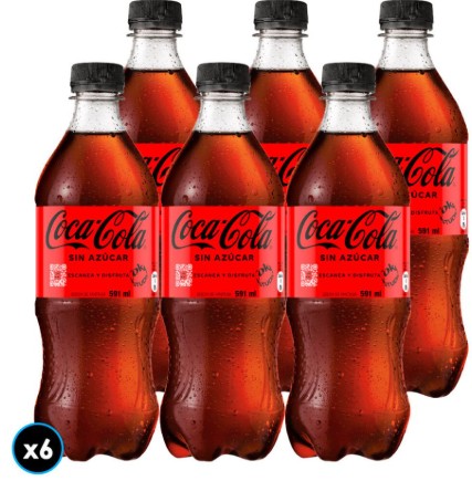 [Bebidas] COCA COLA ZERO PET 591CC DISPLAYx6