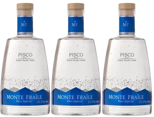 [Pisco] MONTE FRAILE TRANSPARENTE 37.5º 700CC PACKx3