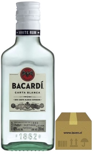 [Ron] PETACA RON BACARDI BLANCO 200CC CAJAx24